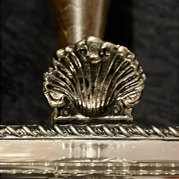 Antique FB Rogers Silent Butler Crumb Catcher Ash Tray Silverplate w/Wood Handle